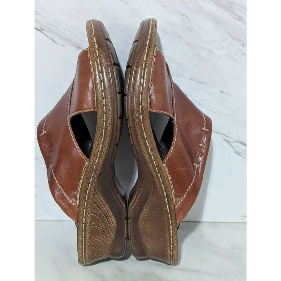 Josef Seibel Women's Solid Brown Peep Toe Slip-On Leather Sandals Size 38 - Picture 7 of 8